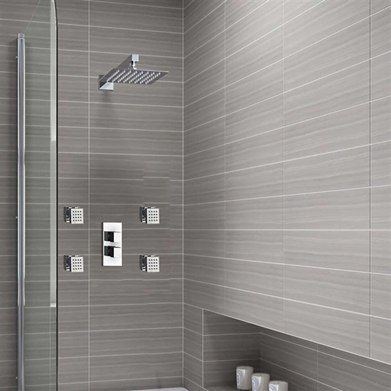 Tête de douche thermostatique Bathselect Leo avec jets de massage réglables