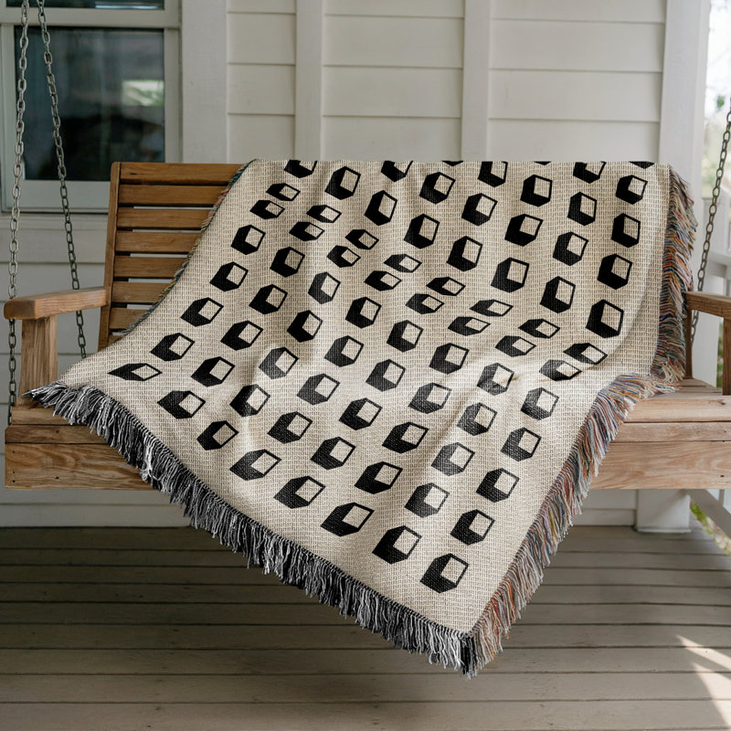 Cube Cotton Blend Blanket Throw, 60" L x 60" W, White