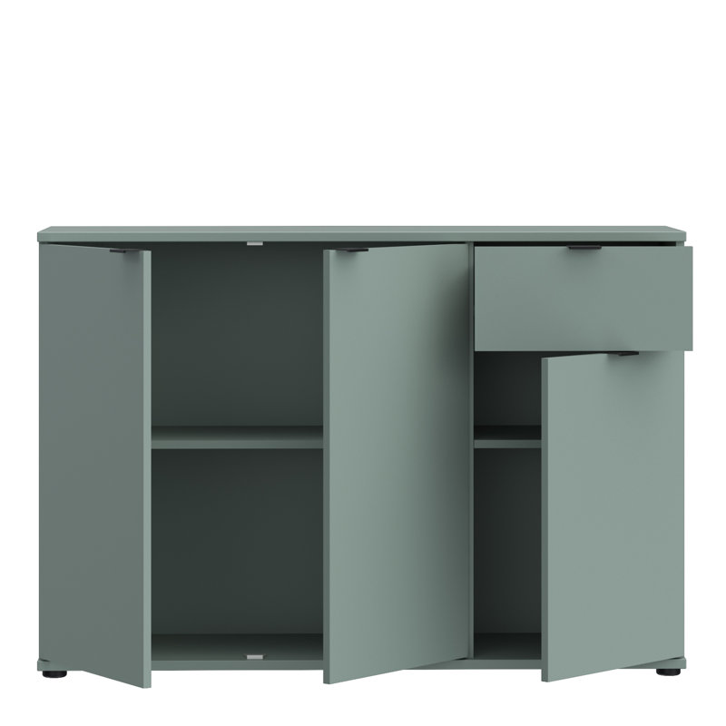 Wide 3 Door Cupboard with Drawer, Sage Green