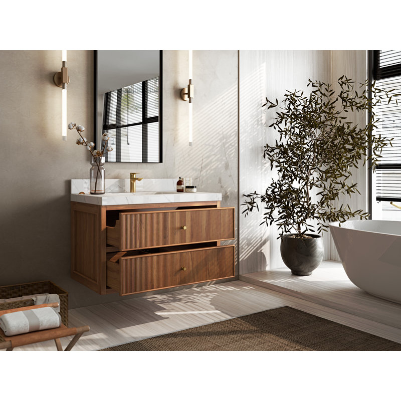 Meuble-lavabo simple 36 po avec plateau en marbre Shafon