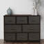 Commode Sorbus avec 8 tiroirs - Meuble de rangement pour la commode pour chambre à coucher, couloir, structure en fer, plateau en bois de style campagnard rustique, bacs en tissu (brun)