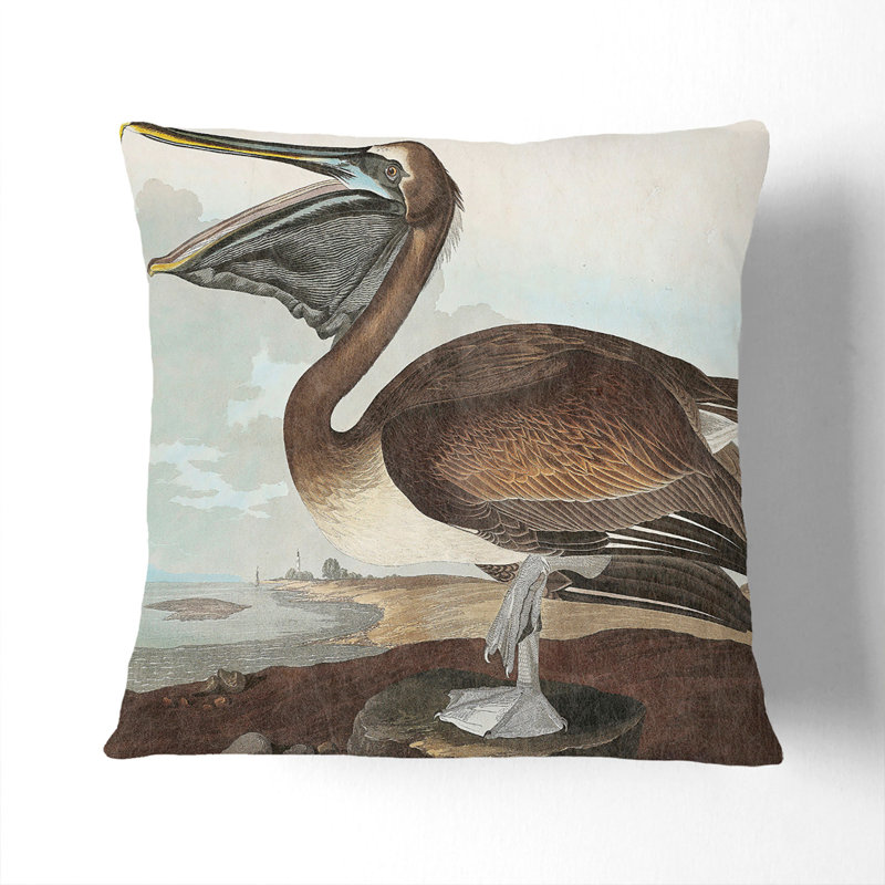 A Brown Pelican Square Throw Cushion, 40 x 40 cm