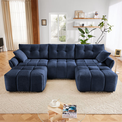 Ensemble de canapé 3 places avec repose-pieds et coussins décoratifs, structure robuste en bois massif en élégant tissu chenille texturé, parfait pour les salons, les salons, les bureaux ou les hôtels