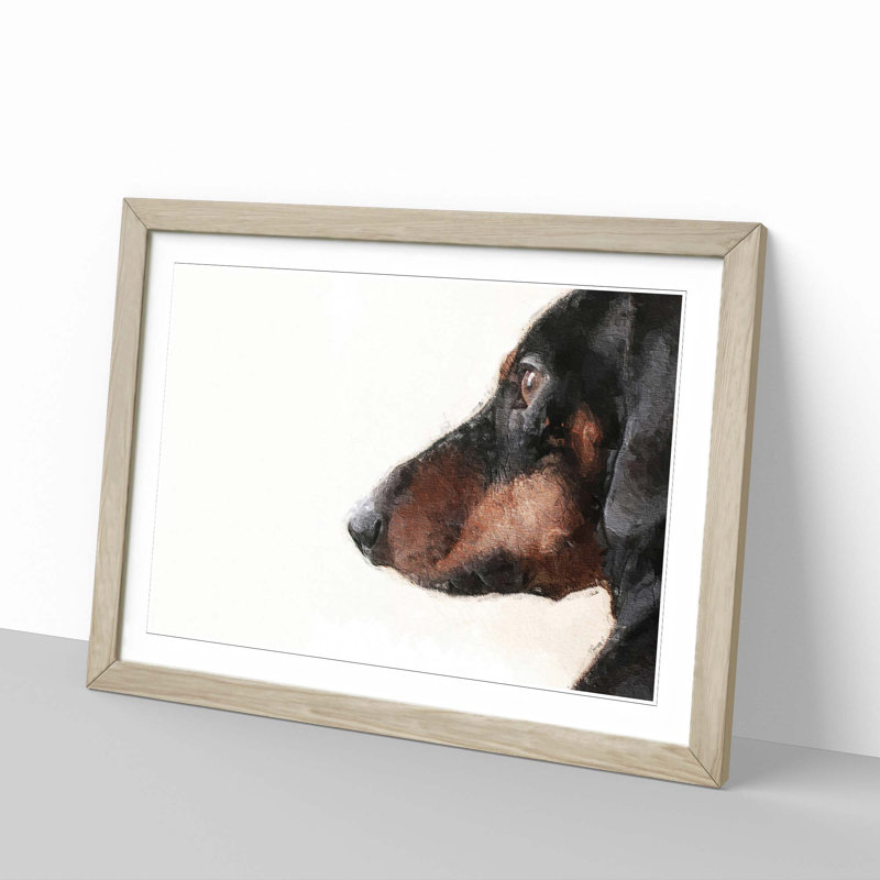 Dachshund Dog - Framed Print, Oak Framed, 48cm H x 65cm W x 2cm D