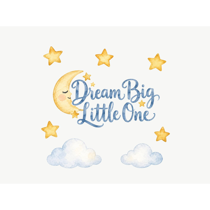 Dream Big Little One Quote Wall Decals, Set of 14 Peel and Stick Nursery Wall Stickers, Satin Finish Removable Kids Room Wall Art, 20"W x 20"H (50 x 50 cm)