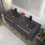 Meuble-lavabo double 60 po avec dessus en surface solide Franklim