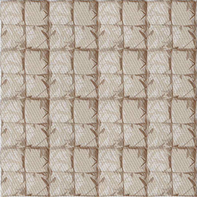 Tapis brun à motif géométrique, Carré 8 pi