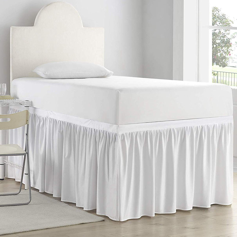 Pleated Wrap Around Bed Skirt, White