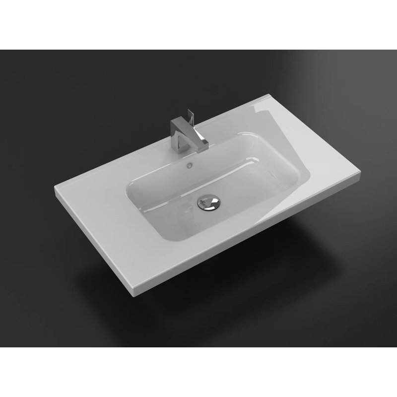 Alma 18'' Chrome Porcelain Rectangular Bathroom Sink with Overflow