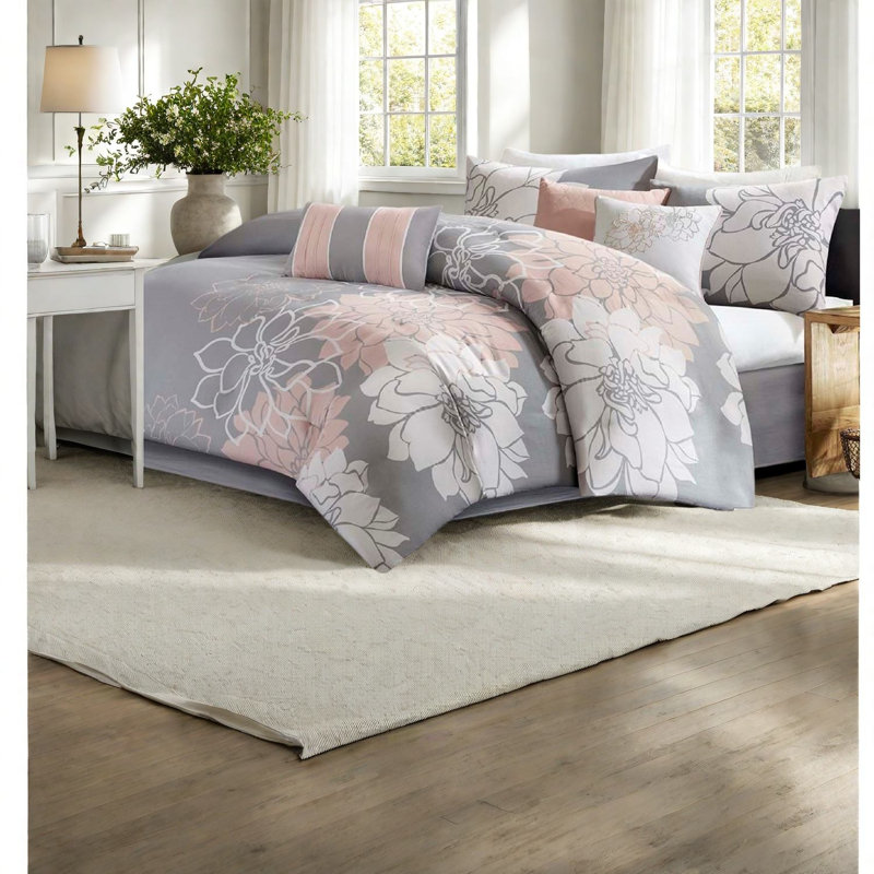 Ensembles de literie élégants à motif floral, mélange de satin de coton, style chambre à coucher gracieuse