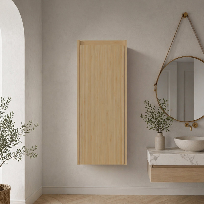 Armoire murale en bambou à grande capacité de style rustique avec rangement spacieux pour salle de bain moderne