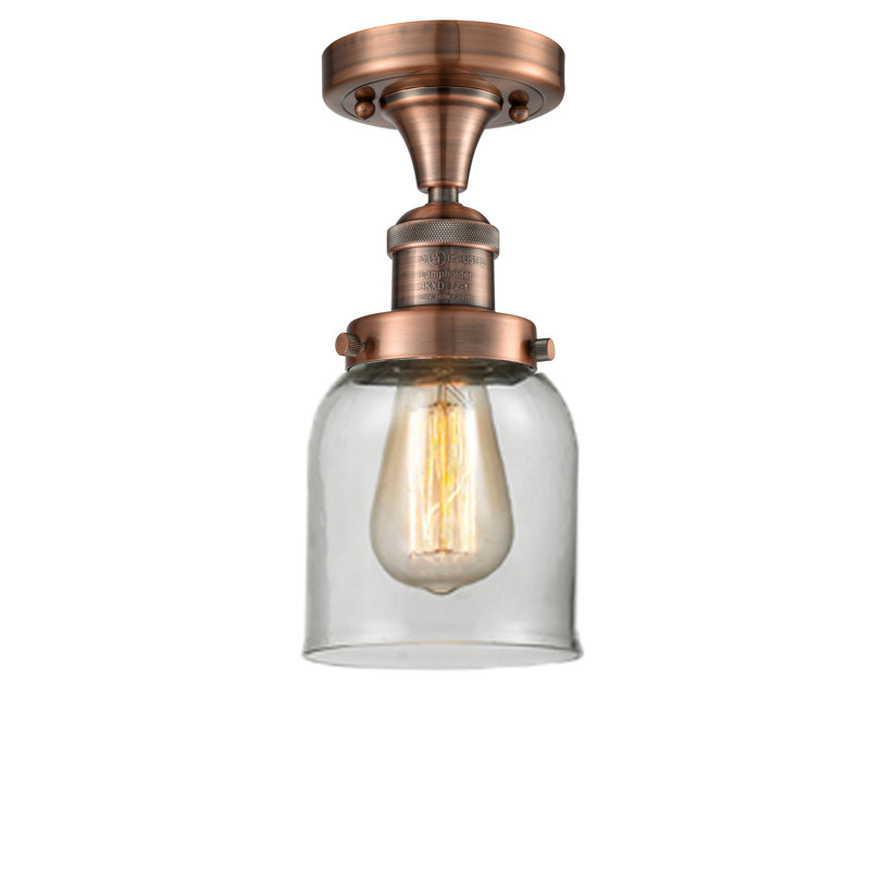 Norberto Glass Semi Flush Mount, Antique Copper, Clear