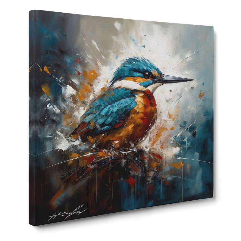 Kingfisher Abstract Expressionism No.2 - Wrapped Canvas