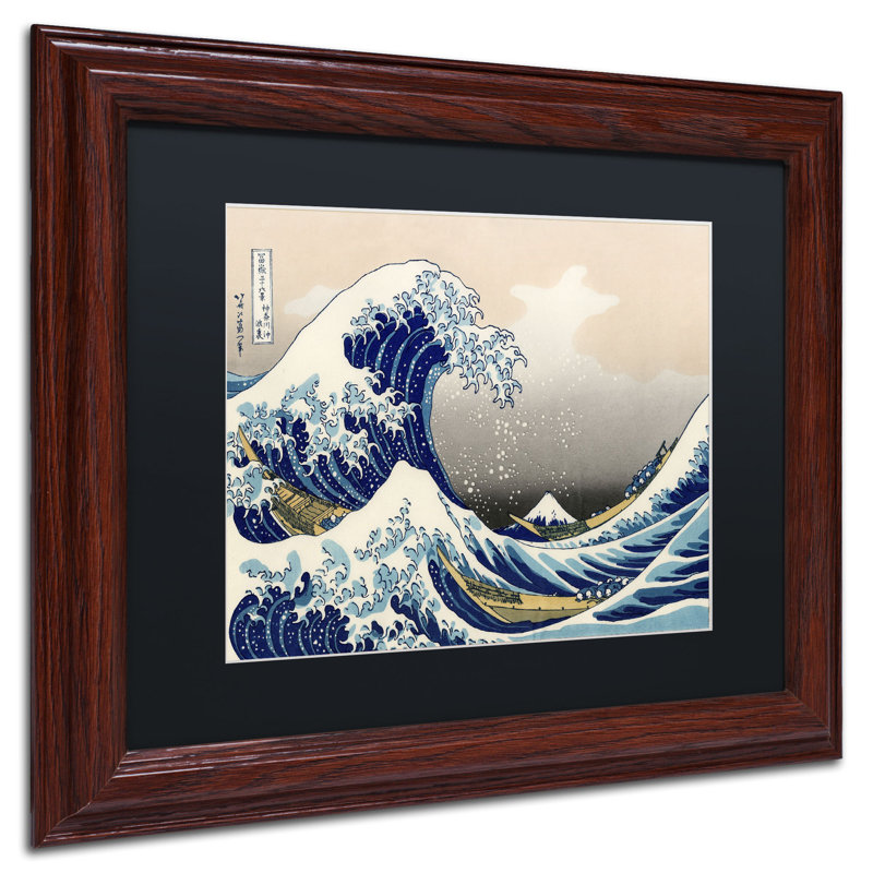 « the great kanagawa wave » par katsushika hokusai,, reproduction d’art encadrée, H 11 po x l 14 po