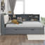 Lit plateforme en bois avec lit gigogne, tablettes et tête de lit-206876972