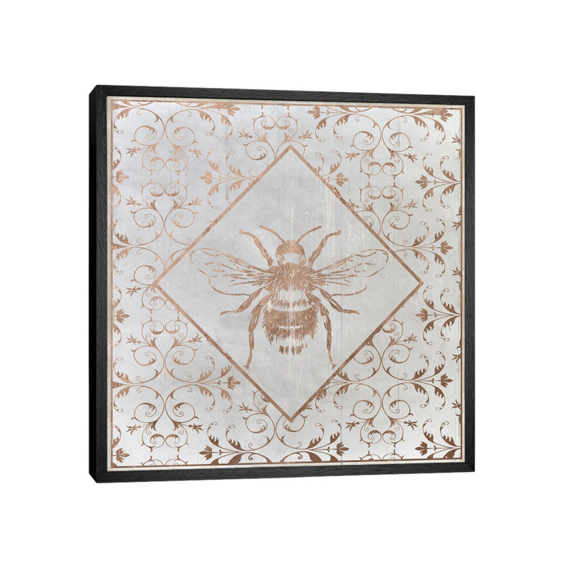 Bee Distressed II by Daniela Santiago - Print on Canvas, Black Framed, 66.04cm H x 66.04cm W x 3.81cm D