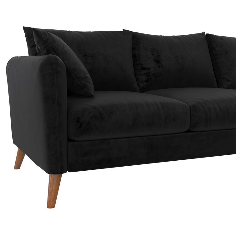 Magnolia Sectional Sofa with Pillows Black Velvet - Novogratz