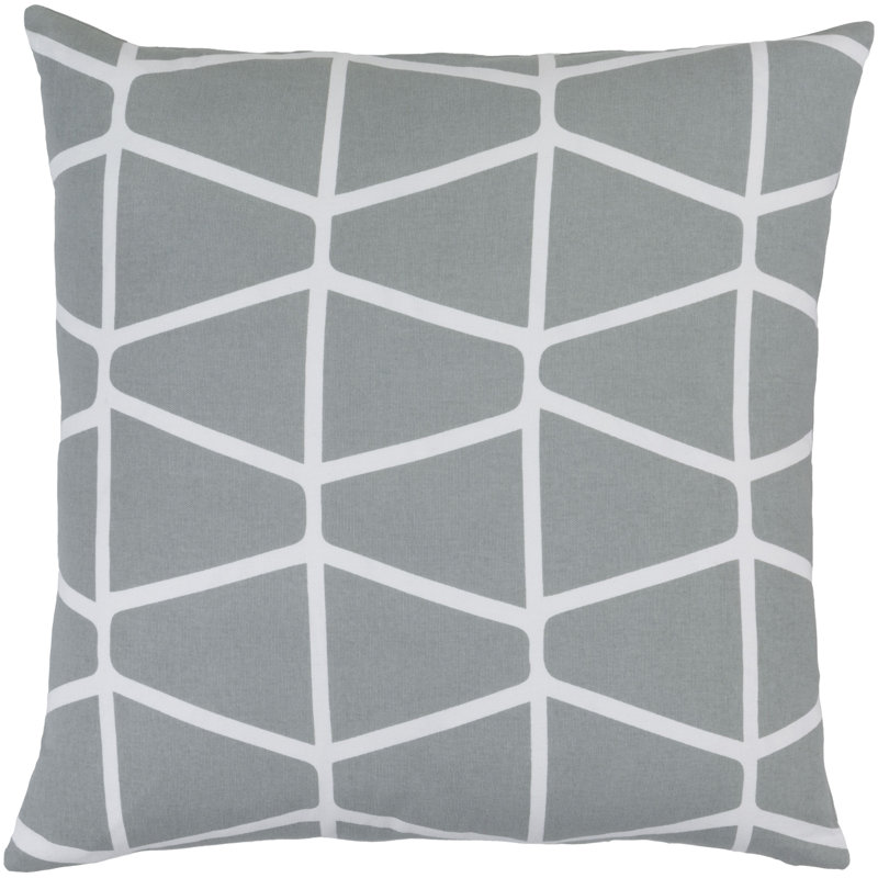 Ochoa Geometric Cotton Throw Pillow, 20" x 20", Light Gray/Ivory, Down/Feather