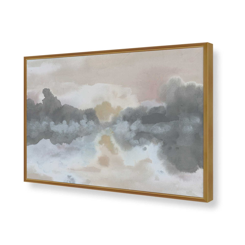 «Moody Horizon Mist I» par June Erica Vess, reproduction d'art sur toile, Impression sur cadre ouvert sans papier mat, Doré