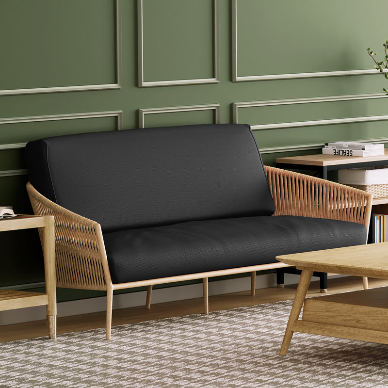 Housse pour canapé-lit réversible en tissu de polyester réversible avec fermeture à glissière 3 côtés, Simple, Noir