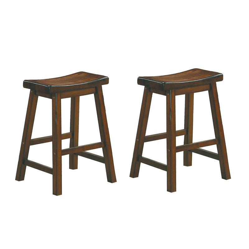 Tabourets de 24 pouces à hauteur de comptoir, 2 pièces, finition bois de cerisier massif, pour une salle à manger décontractée