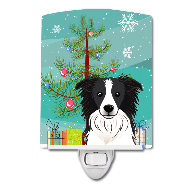 Éclairage de nuit en céramique et arbre de noël beagle, Border collie