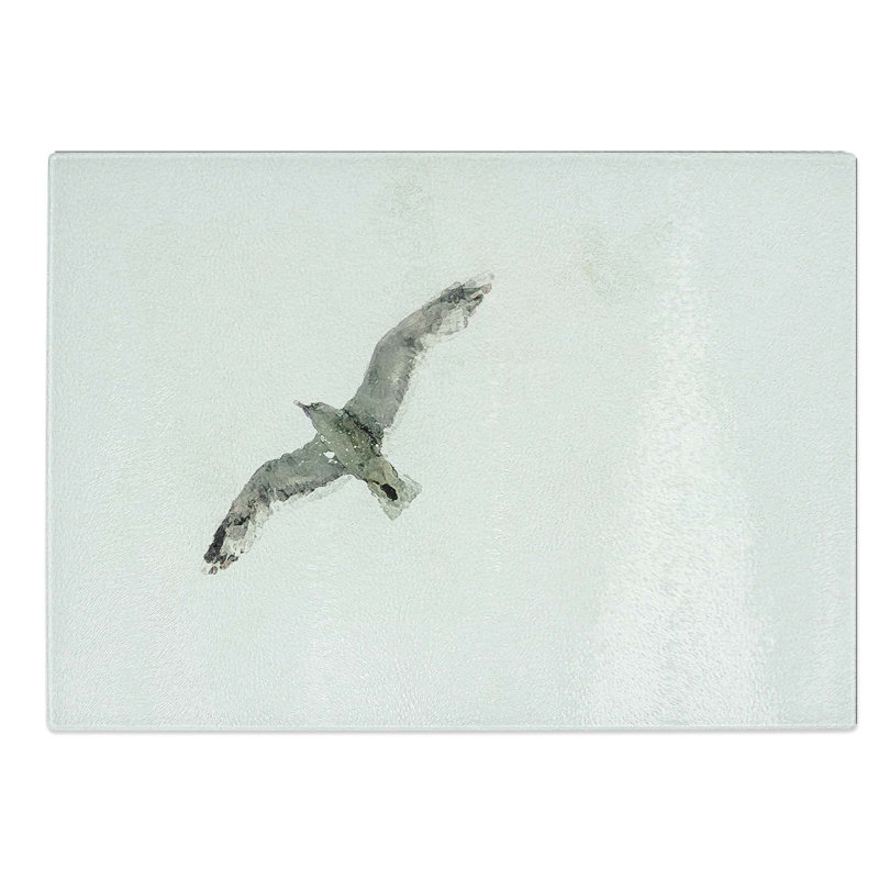 Glass Flying Seagull in Abstract Chopping Board, 39 cm W x 28.5 cm L