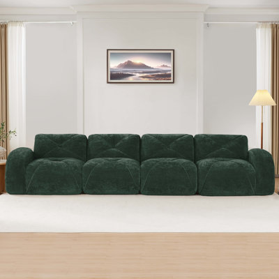 80.3''boneless Sofa With Tufted,soft Velvet Fabric,modular Sectional Sofa Couches,32d High Density Sponge,anti-slip Design,ergonomic Design Bottom,no
