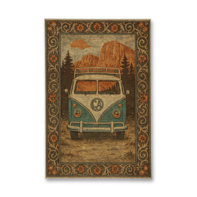 MOSSO Brown Vintage Washable Woven Backing Area Rug