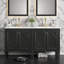Ensemble de meuble-lavabo 60 po noir avec lavabo double en céramique, portes à fermeture douce et rangement pour tiroir 60 po-2124303775