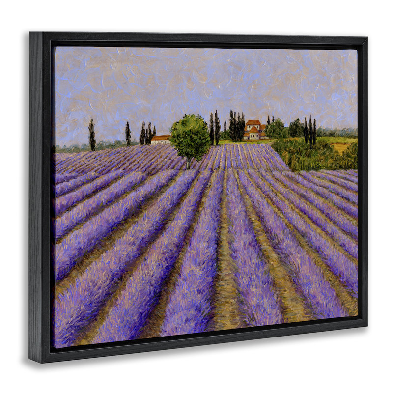 Cadre flottant Lavender Fields Farmland, design par Tim Coffey, H 25 po x l 31 po, Cadre flottant noir de jais