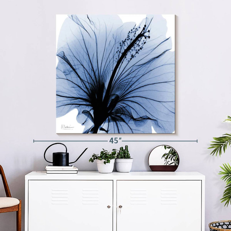 Arney Indigo Hibiscus Turn, 33" H x 33" W
