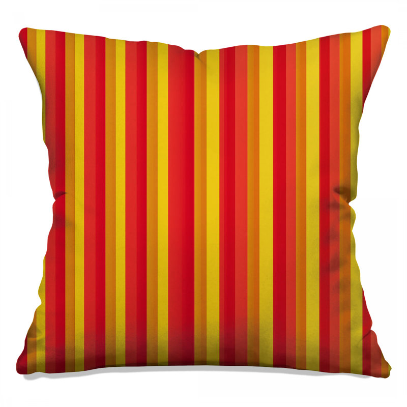Coussins décoratifs à rayures verticales rouges et jaunes, 20 po x 20 po