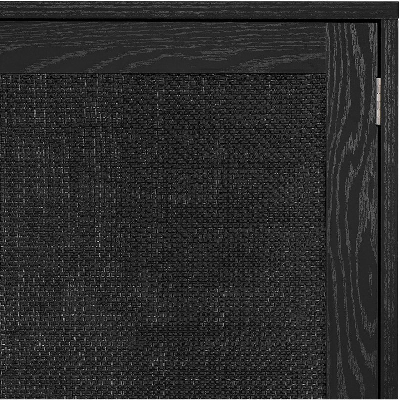 Rattan Door Sideboard Buffet Cabinet – Black