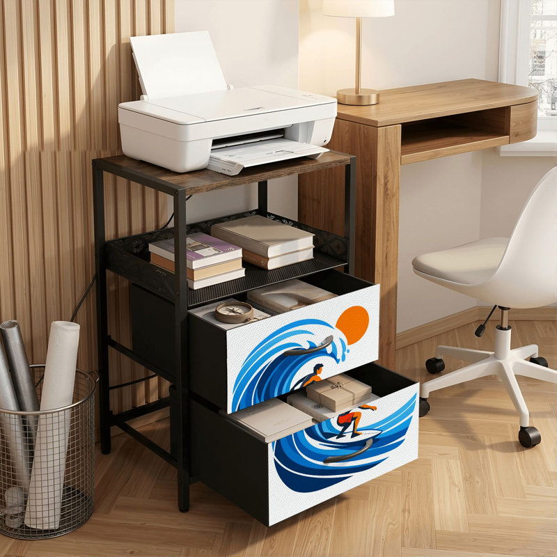Table de chevet 2 tiroirs avec station de charge, table de chevet de chambre à coucher avec ports USB et prises USB