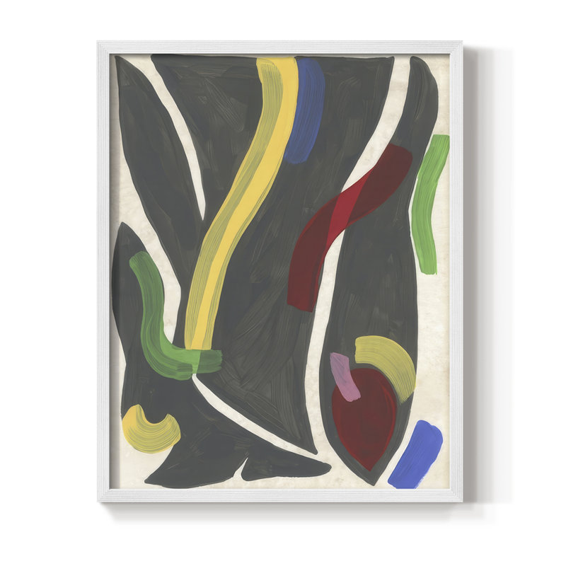 Canasta II Framed Print - Solid Wood, 21" H x 17" W, White