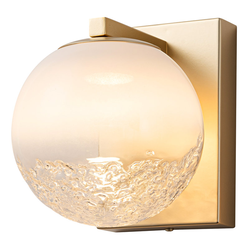 6" Modern Gold Globe LED Wall Sconce Vanity Light Fixture with Bubble Glass Shade for Bathroom, Bedroom, Hallway - 3000K Warm White, 6W 380LM, Dimmable, ETL Listed