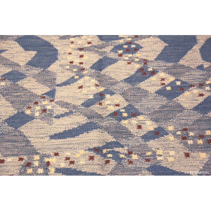 Magnifique tapis kilim bleu d'inspiration suédoise