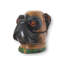 Antique Cold Painted Metal Pug Inkwell, Glass Eyes