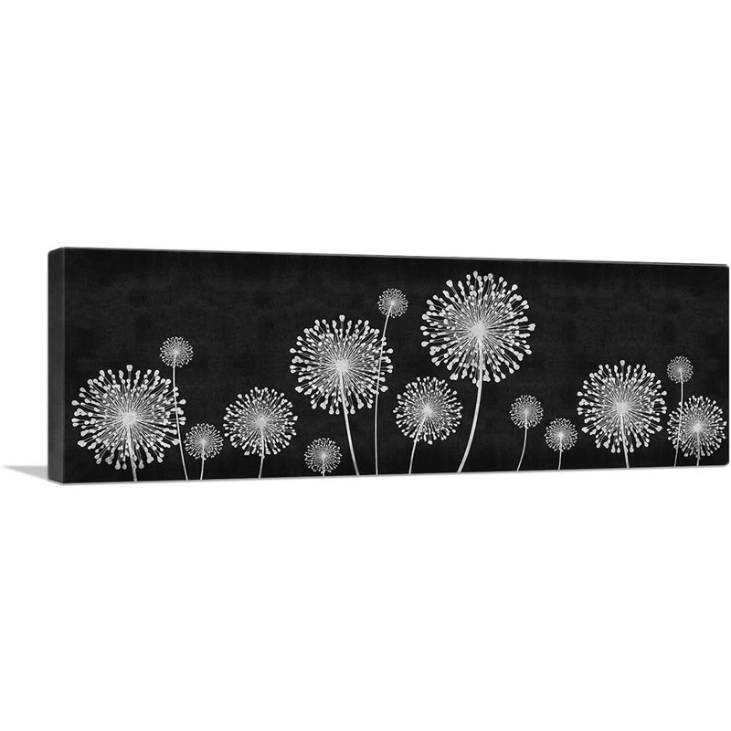 " Dandelion Black And White Panoramic ", 14" H x 38" W x 0.75" D