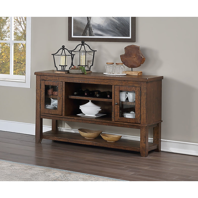 59.6'' W Server with 2 Cabinets and Shelves, Brown