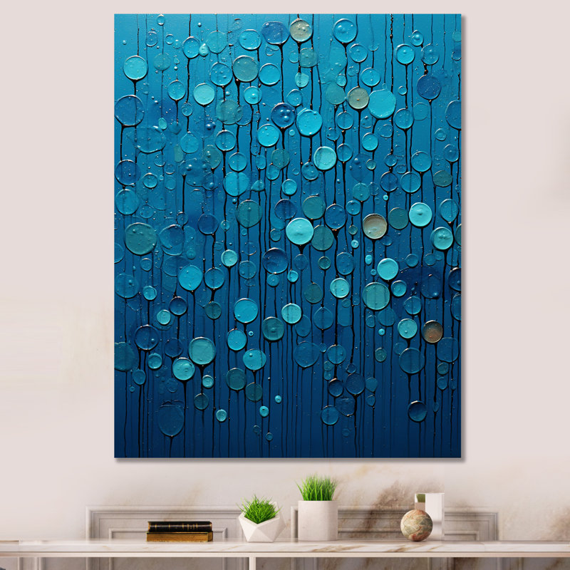 «Abstract Rainy Blue Collage», art sur toile à formes abstraites, Toile tendue, H 20 po x l 12 po x P 1 po