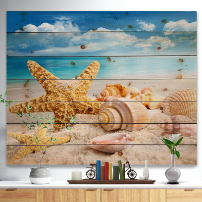 " Starfish And Seashells On Beach "