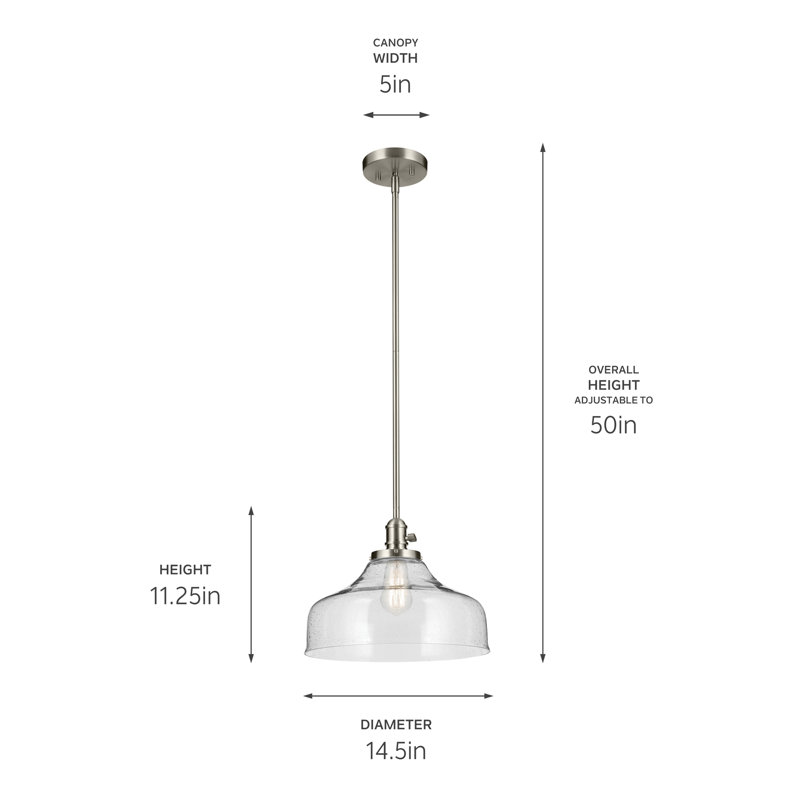 Luminaire suspendu 1 lumière 11,25 po, Nickel