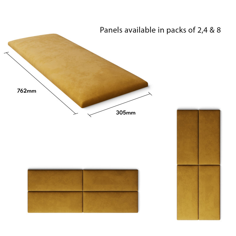 Kashyap 30 cm x 75 cm Peel and Stick Upholstered Wall Paneling in Ochre