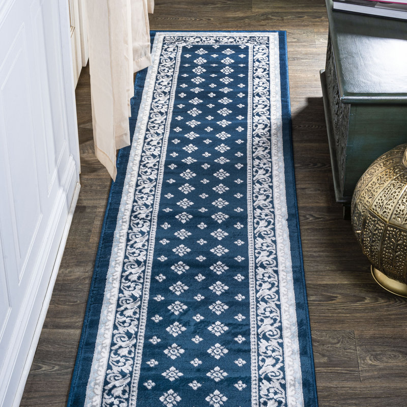 Tapis bleu marine / bleu Reilly, Tapis de couloir 2 pi x 8 pi