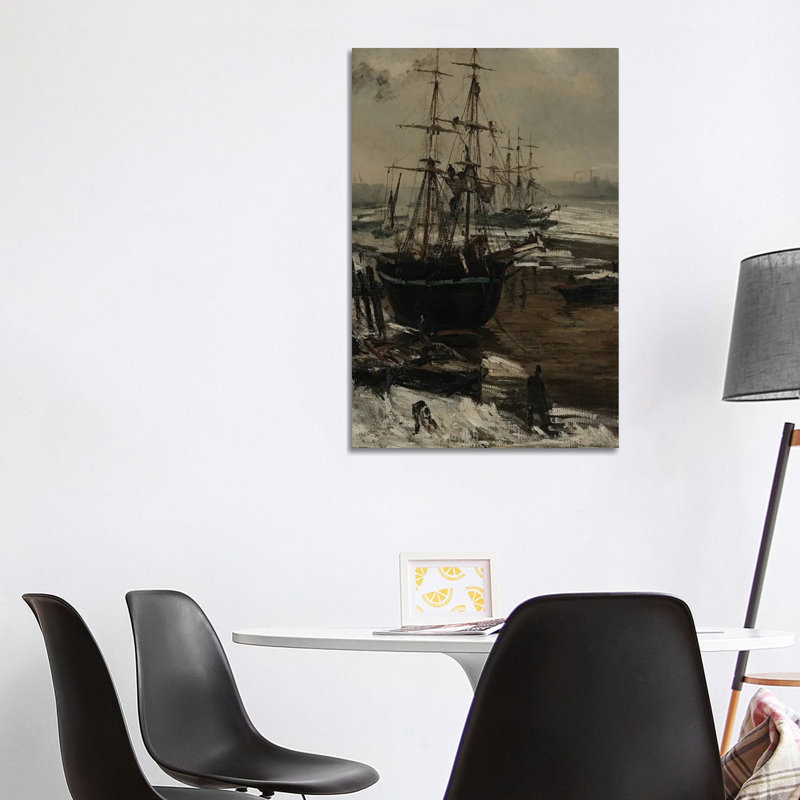 «Thames in Ice, The», reproduction d'art sur toile tendue, 40 po x 26 po, Toile tendue avec châssis, Sans cadre