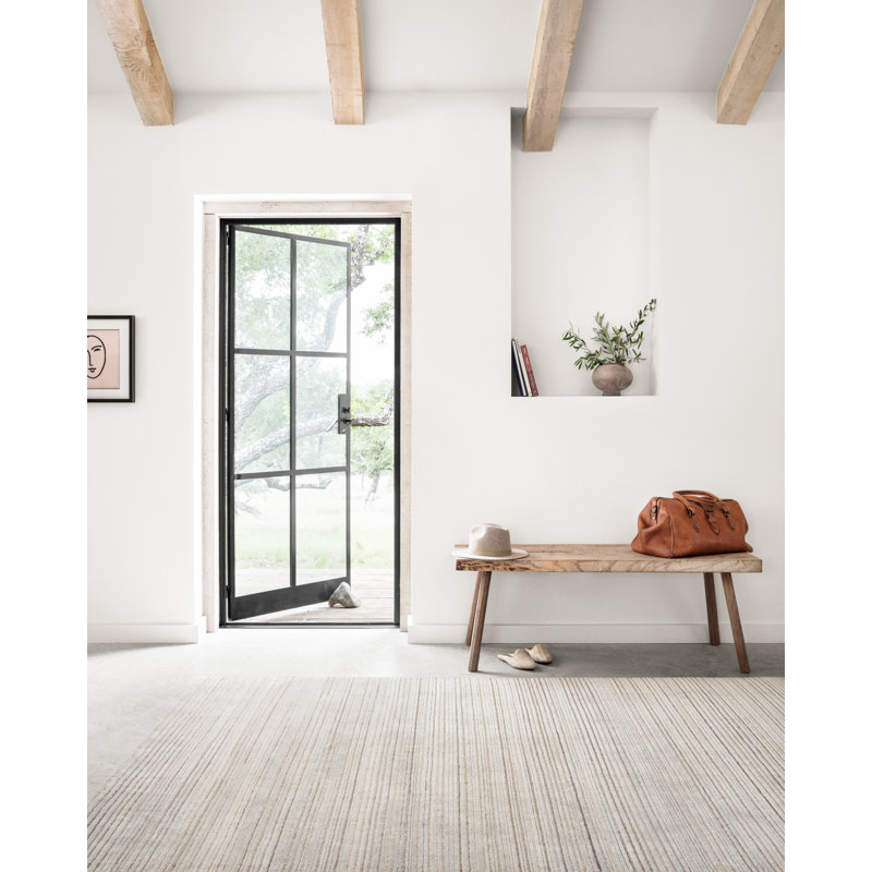 Handmade Sky Stripe Wool and Viscose 4' x 6' Rug