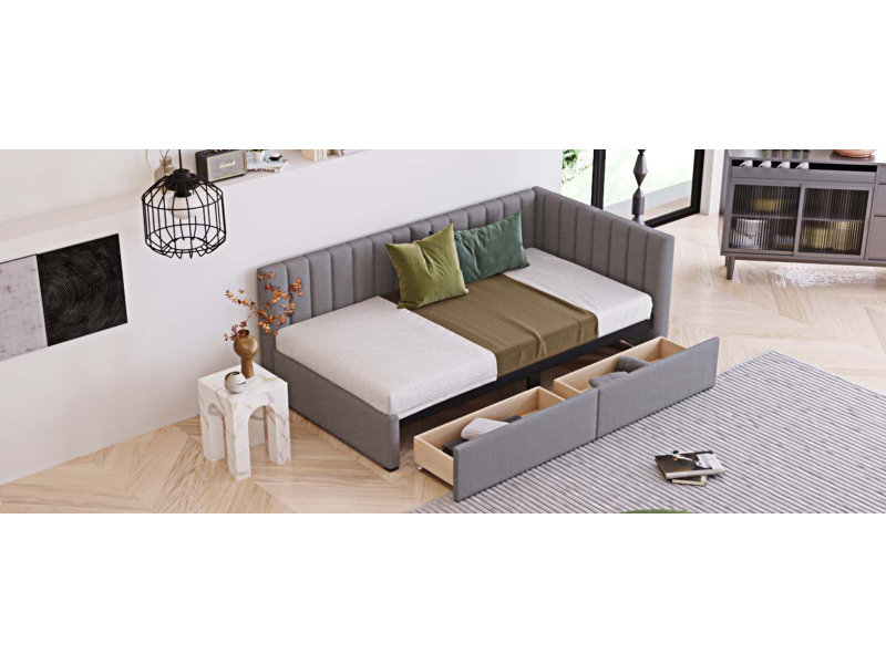 Naomee Upholstered Daybed, Gray