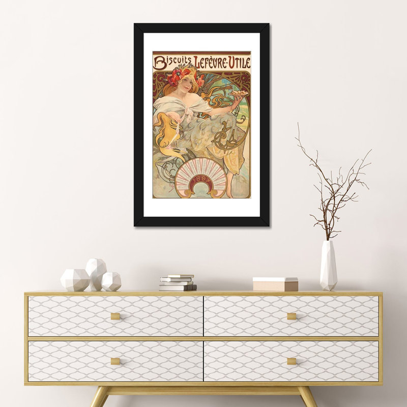 Biscuits Lefervre-Utile, 1896, White, 24" H x 16" W x 1" D, Black Open Corner Framed Paper